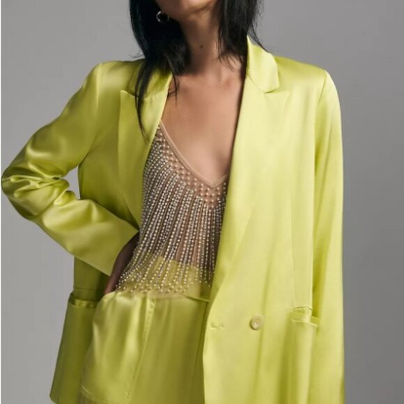 Anthropologie Chartreuse Blazer XXL - Picture 2 of 16